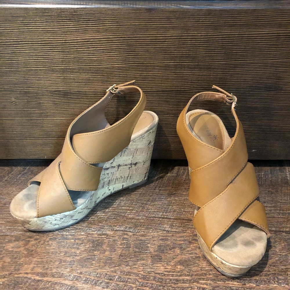 Brown wedge heels